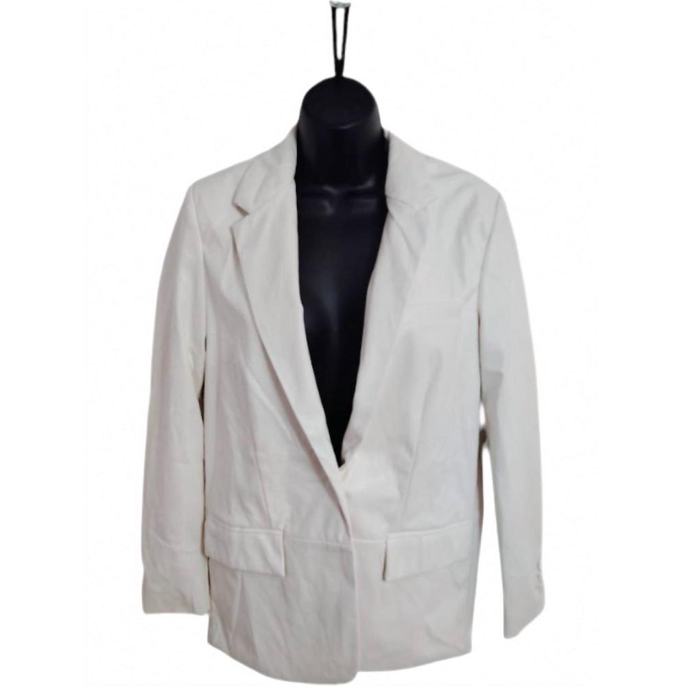 NEW WHY DRESS women's leather blazer in white